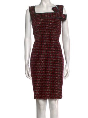 DSQUARED2 Red Tweed Plaid Leather Trim Made In Italy